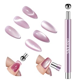 SAVILAND Essentials Cat Eye Magnetic for Nails: Pink Double-Head Nail Magnet Sturdy Cat Eye Magnet for Nails with Round Magnetic Bead Multifunctional Magnet for Cat Eye Gel Polish DIY Home Salon