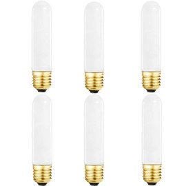 SCOMX 25 Watt T10 Frost Tubular Incandescent Light Bulb, Showcase Lamp, 2700K Soft White, E26 Medium Base, 280 Lumens, 120V (6)