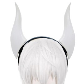 ATekatac Women Headband with 3D Devil Horns 3d Lightweight Devil Horns Headband (D White)