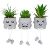 Small Fake Plants Faux Succulents in Grey Pots with Hanging