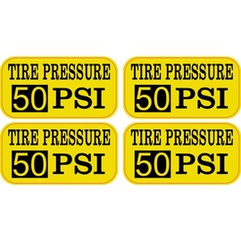 StickerTalk 50 PSI Tire Pressure Stickers, 1 Sheet of 4 Stickers, 2 inches by 1 inch Each