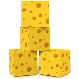 TOUROAM 4 PCS Cheese Party Decoration Boxes, Yellow Cheese Food Theme Centerpieces for Chef Theme Table Decor