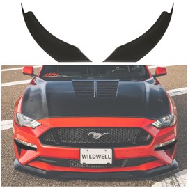 WildWell Front Bumper Vent Winglets for 2018-2023 Ford Mustang GT Ecoboost Accessories Fog Light Vent Canard Strip Trim Matte Black