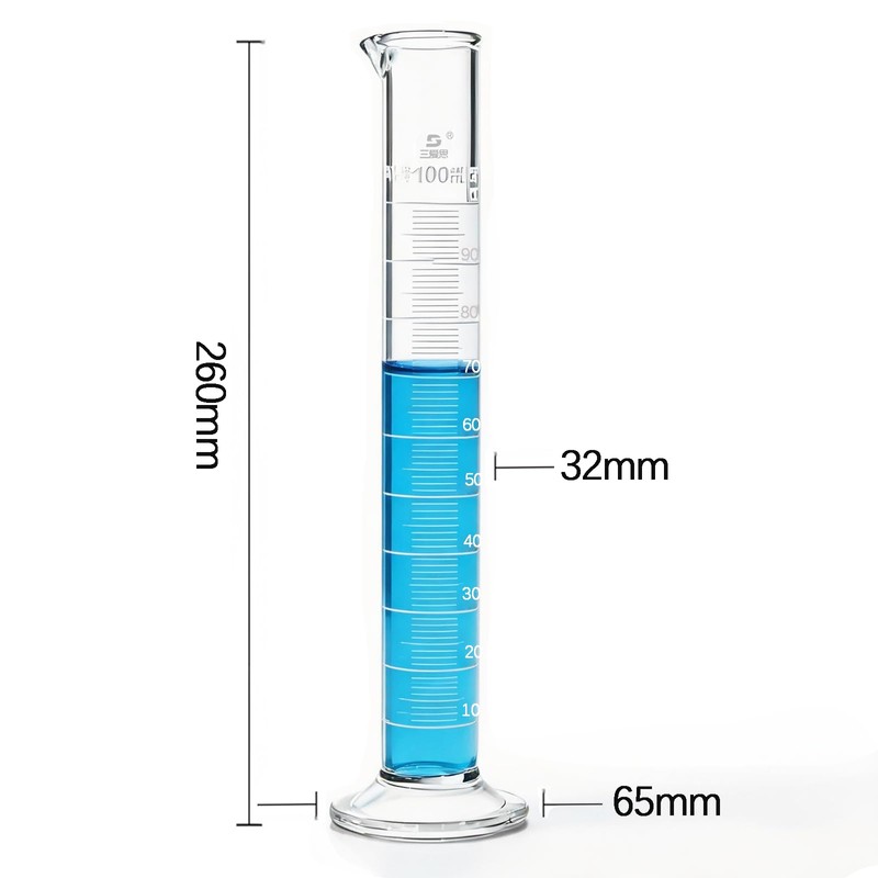 TISMART Glass Graduated Cylinder 100ml, Class A Borosilicate 3.3