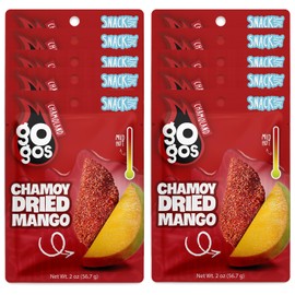 GOGOS by Chamoland Pack of 10 Chamoy Dried Mango, Dried Fruit Snacks with Sweet, Tangy, & Spicy Flavors, Real Mexican Snacks Made with Dry Chamoy Mango Slices, 2 oz
