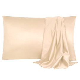 sourcing map Pillowcase Set Silk Satin Pillow Cases for Hair and Skin, Pillow Cases 2 Pack with Envelope Closure Rose Gold 50 x 75cm