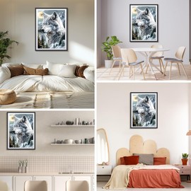 DAERLE Diamond Painting Erwachsene, Wolf, 5D DIY Diamant Painting Bilder Wolf mit Berg, Diamant Malerei Diamond Painting Runde Steine für Zuhause Dekor 30x40 cm
