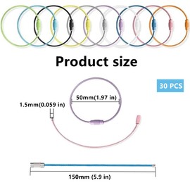 30 PCS Wire Rope Key Rings, 10 Colors of Metal Wire Key Chain kit, for Luggage Tags, Tags, Keys