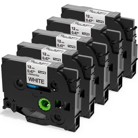 Labelife 5-Pack Replacement for Brother P Touch Label Tape TZe-231 TZe TZ Tape 12mm 0.47 Laminated White Label Tape TZe231 AZe-231 for Brother Ptouch PT-D210 PT-D220 PT-H110 PT-H111 PT-D400 PT-D600