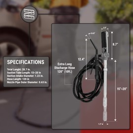 TERA PUMP Portable Battery Powered Chemical Transfer Pump (2.1 GAL/MIN) Liquid Transfer Pump with 10ft Outtake Hose, Quick Stop Nozzle & Adjustable Intake for Methanol/Ethanol/DEF