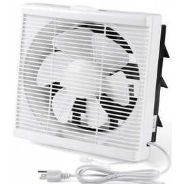 Nalle 10 Inch Window Reversible Exhaust Fan Through-wall installation Ventilation Fan Shutter Box Blower Ventilation Air Extractor for Bathroom Garage Greenhouse Panel size 13.5X13.5