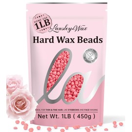 LANSLEYWAX Pink Hard Wax Beads, 1LB Wax Beans for Sensitive Skin & Full-Body Hair Removal, Brazilian/Bikini/Face/Legs/Eyebrow/Armpit/Chest Waxing Refill at Home for Women & Men, Stripless Formula