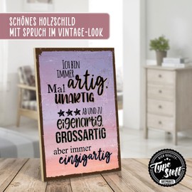 TypeStoff Wooden Sign with Saying - Artig - Vintage Look with Quote as Gift and Decoration on Confidence - HS-00878