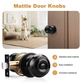 Gobrico Black Interior Door knob,Privacy Door Lock for Bedroom and Bathroom,Exterior Ball Knob with Lock