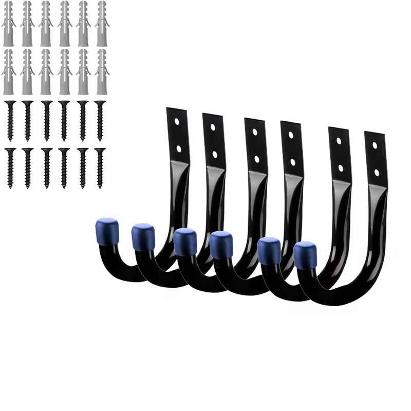 6-Pack Heavy-Duty Garage J Hooks with Rubber Tips, 4.72 x