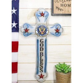 Western USA Air Force Patriotic Bald Eagle Emblem God Bless Memorial Wall Cross