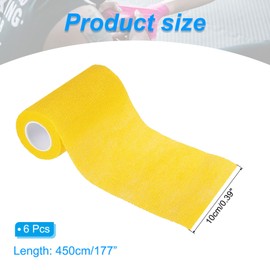 PATIKIL 4" x 177" Self Adhesive Bandage Wrap, 6 Pcs Elastic Self Breathable Self Adherent Wrap Tape for Stretch Athletic Sports Wrist Ankle Outdoor Tape, Yellow