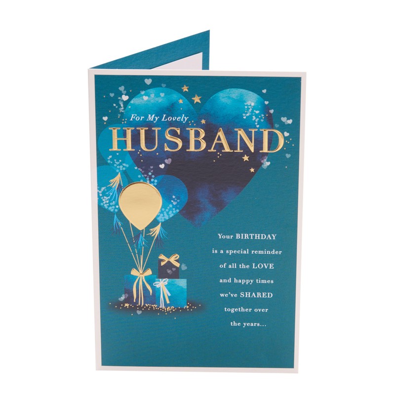 UK Greetings Birthday Card for Husband - Blue Heart Design