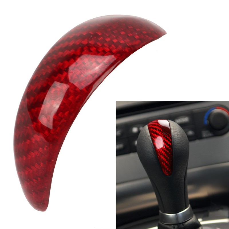 Gear Shift Knob Cover Red Red Carbon Fiber Shifter Lever