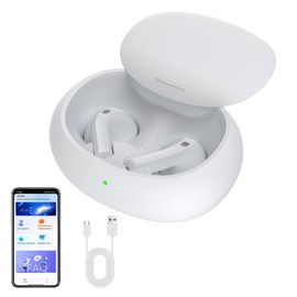 Irishom Wireless Translation Earbuds, Real Time AI Translator Earbuds for 2 System Smartphones, One-click Audio to Text Recording, Noise Cancelling