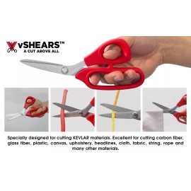 vSHEARS 8" Fiber Optic Scissors Industrial Grade Cuts Dyneema, Spectra, Vecran