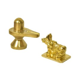 Brass Pooja Spiritual Sculpture Indian Antique Statue Décor for Home Entrance Temple Decoration Festivals Diwali and Gifting (Nandi Shivling)