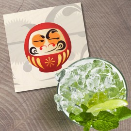 Unbranded Daruma Doll Japan Gift Crafty 4'' X 4'' Square Wooden Coaster