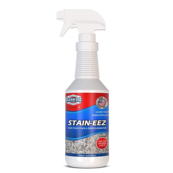 Stain-eez Carpet Cleaner Spray from Clean-eez! Our New Stain Remover Combines Pro-Biotics & Enzyme cleaner to Completely Break Down New & Old Stains & Odors. Best Pet Carpet Cleaner