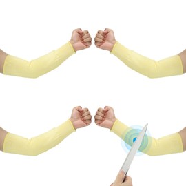 PATIKIL 14 Inch Cut Resistant Sleeve, 2 Pairs Arm Safety Protectors Sleeves Forearm Sleeve HPPE Level 5 Protection for Thin Skin and Bruising, M, Yellow