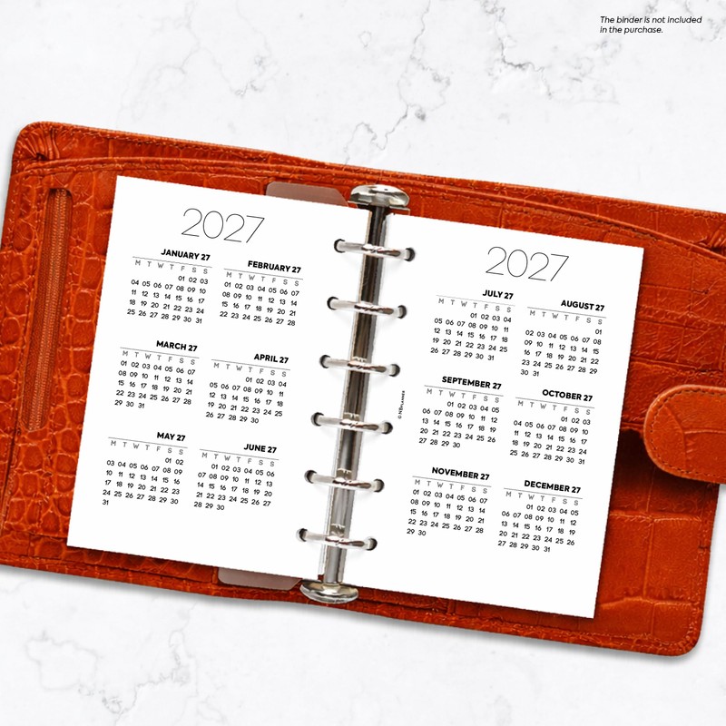 2027 Pocket size Week on two pages diary refill insert
