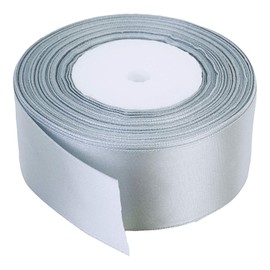 Trimming Shop Silver Ribbon Roll - 40mm x 25 Metres - Double Sided Satin Brightly Coloured - 100% Polyester - for Gift Wrapping, Decorating, Arts and Craft - Machine Washable