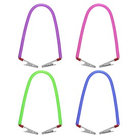 Piriuuo Pack of 4 Napkin Holder Bib Clips, Stretchy Napkin Chain Dental Napkins Clip Necklaces with Metal Clips for Dental Clinic Home for Bibs, Children, Adults and the Elderly