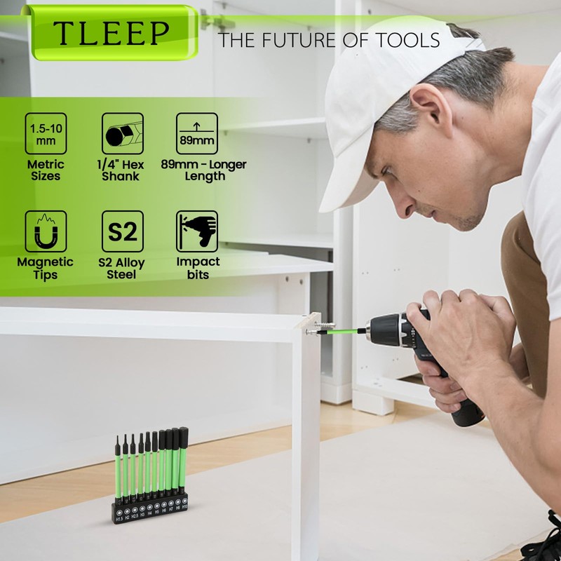 TLEEP 3.5" Long 1/4" Hex Head Allen Wrench Drill Bits,