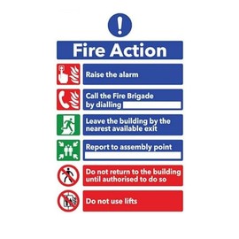 Nationwide Fire Specialist Fire Action Notice Sign, Pack of 5 (20cmx15cm)- Essential Vinyl Stickers for Emergency Evacuation Procedures in Buildings