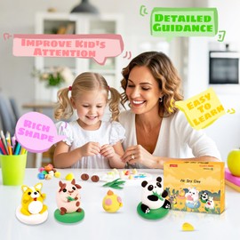 Air Dry Clay Kits: 9 DIY Creature Crafts for Kids 3+ | Child-Safe Modeling with Guides | Creative Gift for Birthdays & Holidays (Animal Clay Kit)