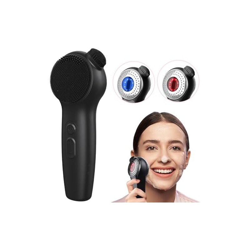 Cepillo Limpiador Facial de Silicona con Luz Roja/Azul – Fokoo