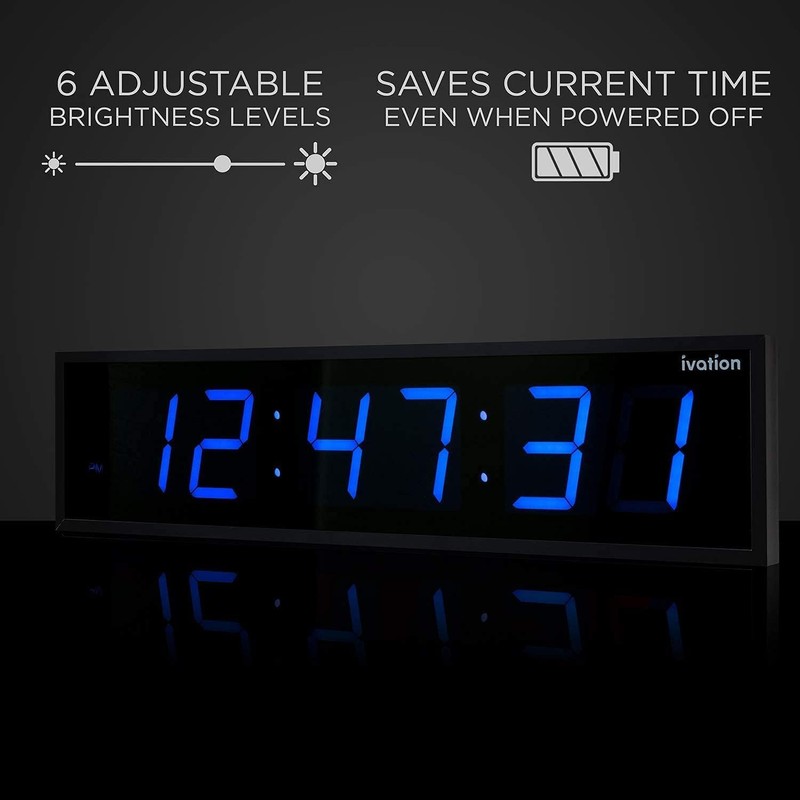 Ivation Oversized Large Digital Wall Clock - Big LED Digital