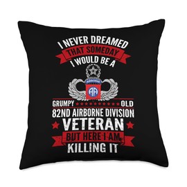 Grumpy Old 82nd Airborne Division Veteran Paratrooper Throw Pillow