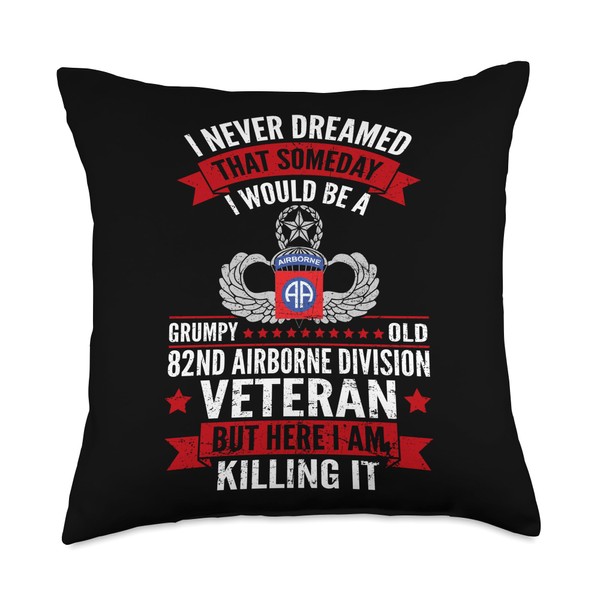 Grumpy Old 82nd Airborne Division Veteran Paratrooper Throw Pillow