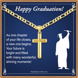 Ieftop Graduation Gifts for Him - Class of 2025 Gifts for Him Men Gold Cross Necklace College Senior Graduation Gift for Men Friend