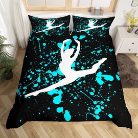 Gymnastics Bedding Set for Girls, 140 x 200 cm, for Gym, Children, Boys, Teenagers, Duvet Cover, Tie Dye, Blue, Bedding for Gymnastics, Lovers Gymnastics, Sports Decoration
