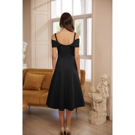 GRACE KARIN GRACE KARIN Women's Sweetheart Neck Cold Shoulder A Line Dresses Party Dress for Wedding Guest Black XXL