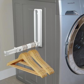 Picowe Magnetic Hanger Organizer Extendable Hanger Storage Rack Foldable Hangers Holder for Dryer Washing Machine Laundry Room Organization (1, White)
