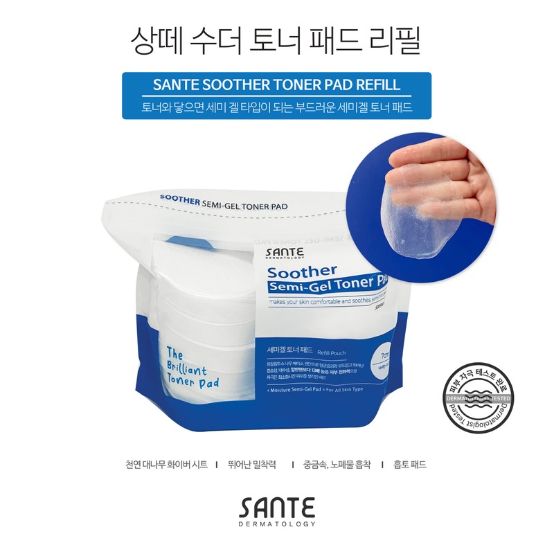 Sante Pad Soother Semigel Toner Pad Refill 500pads / 상떼