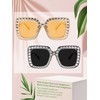 Frienda 2 Pieces Oversize Square Sparkling Sunglasses Retro Thick Frame