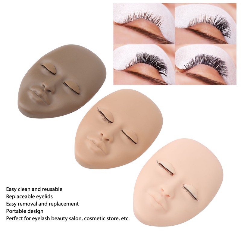 3pcs Lash Mannequin Head Eyelash Extension Practice Doll Head with