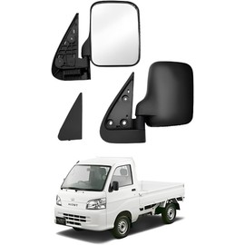 Japard Replacement Side Mirror Daihatsu Hijet Folding - S100P, S200P, S200C, S210P, S210C, Compatible with Small Truck Manual Only Pickup Panel Van, 1995+, Foldable Black