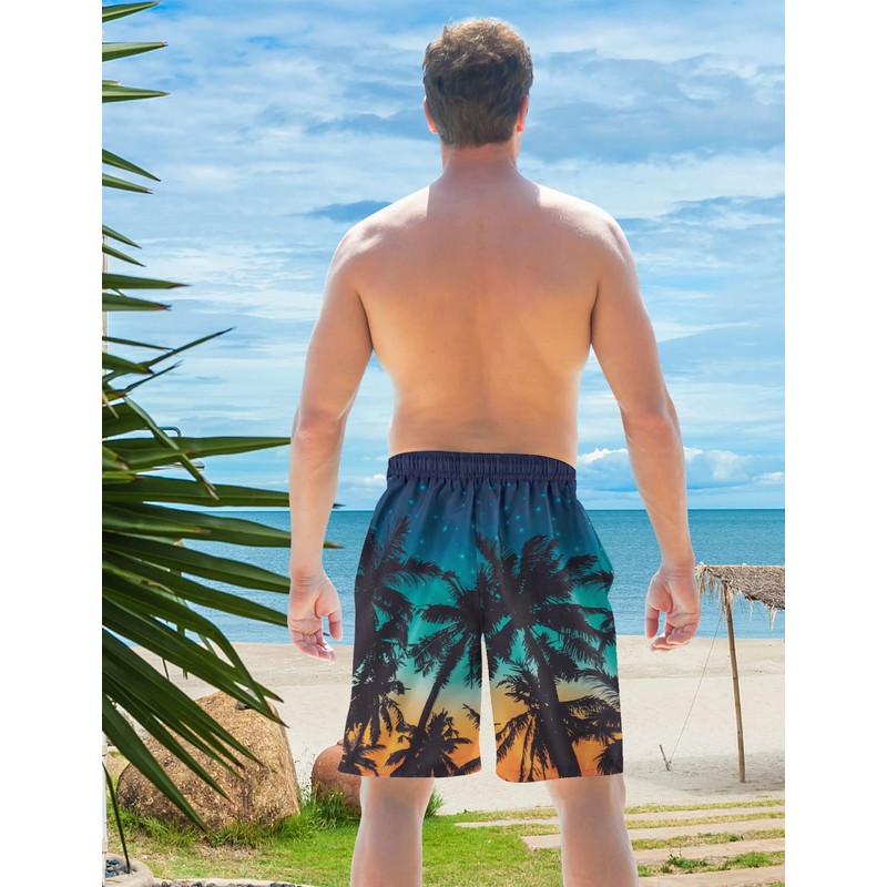 TUONROAD Compression Board Shorts for Mens Palm Tree 3XL Swimming