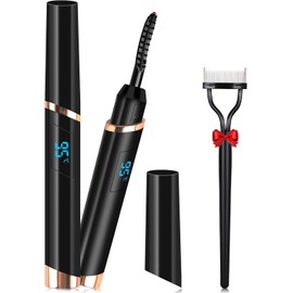 DUST2OASIS Heated Eyelash Curlers, Electric Eyelash Curlers, Rechargeable Lash Curler with Eyelash Comb for Makeup Natural Curling Eye Lashes and 24 Hours Long Lasting - Black 2024 Updated Model