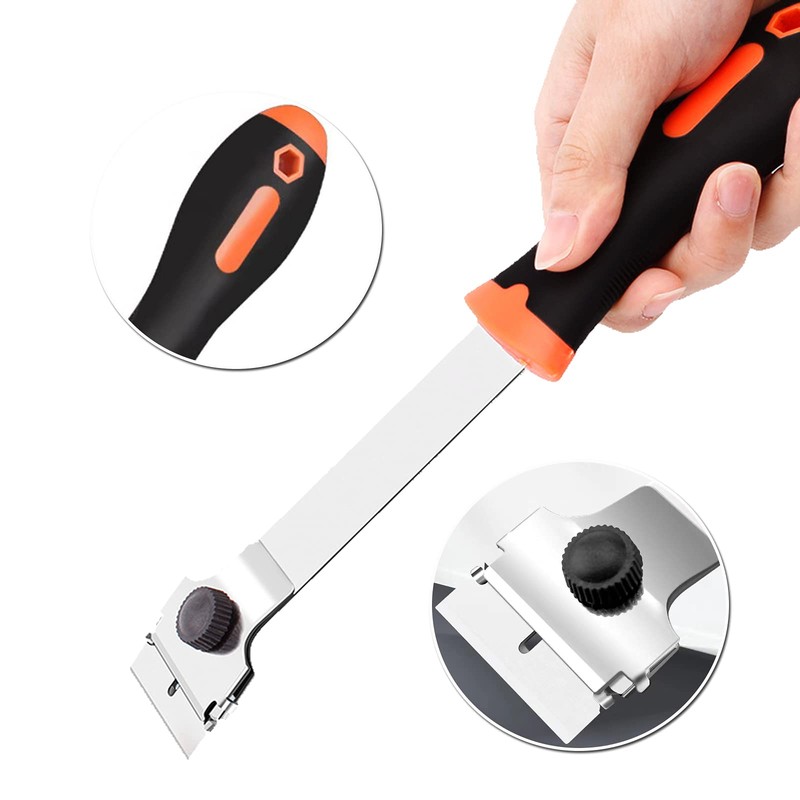 Double Edged Window Scraper, 2Pcs Glass Scraper and Long Handle